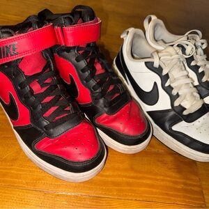 2 Pair Nike Red Black White Panda Sneakers youth 5 5.5